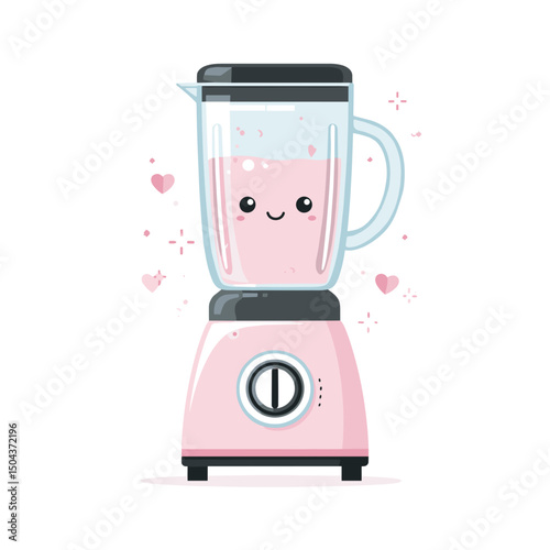 Happy Pink Blender Making a Smoothie                                                       (1)