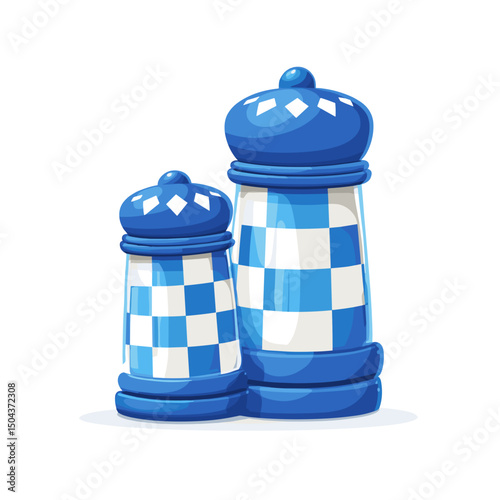 Charming Blue and White Checkered Salt and Pepper Shakers