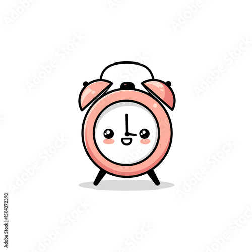 Cute Pink Alarm Clock Cartoon Character