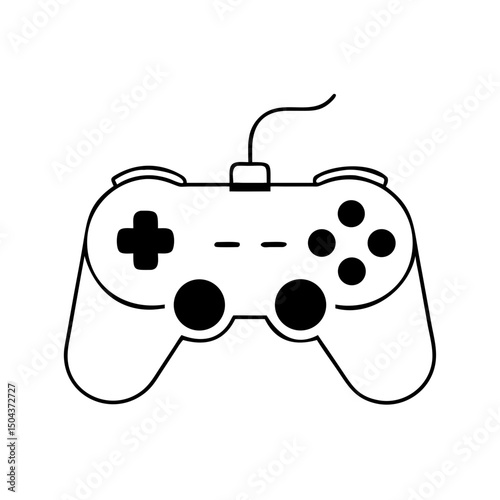 White wired game controller with directional buttons