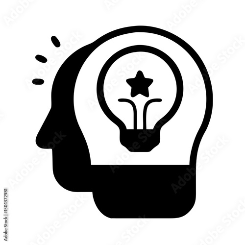Human head with star lightbulb icon for creativity