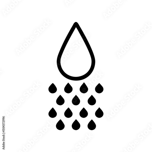Outline icon of water droplet spraying smaller drops