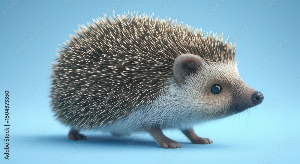 Fototapeta premium Cute Hedgehog on Blue Background