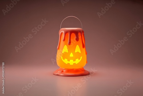 Festive Halloween pumpkin with dripping melted topping ready for trick or treat
