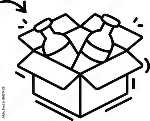 Fragile Glass Bottle Packaging Icon Vector