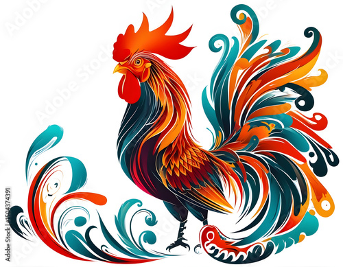 Colorful Rooster Illustration