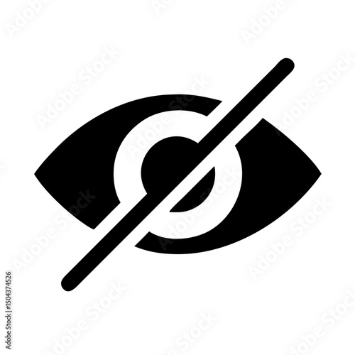 Invisible eye symbol, black and white, for privacy designs