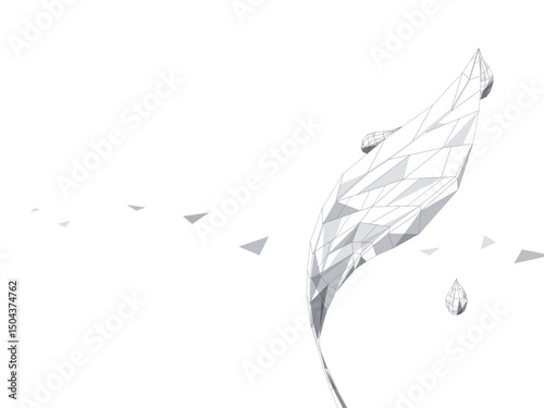 fragment A013 leaf with water drop shows the concept of nature vector illustration graphic EPS 10

