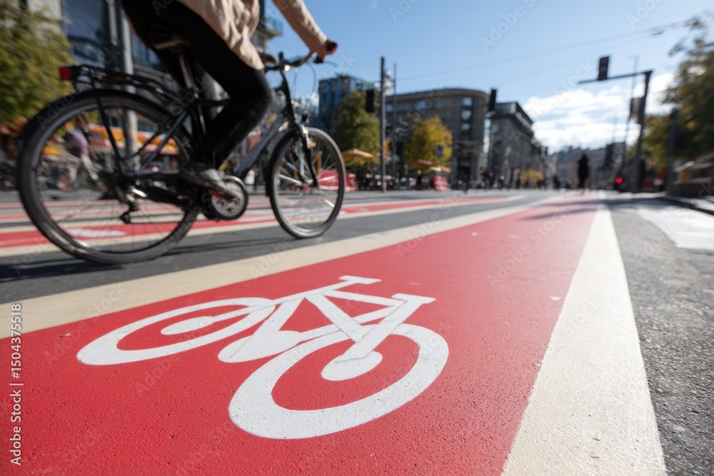 Obraz premium The importance of cycling paths in a city: Safety and sustainability