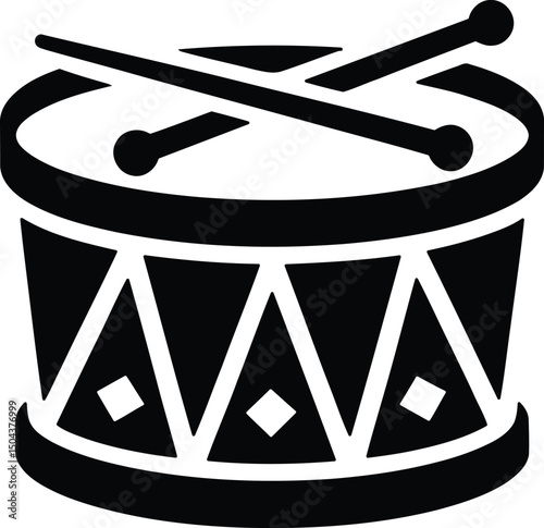 Drum Icon Vector with Sticks Isolated on White Background