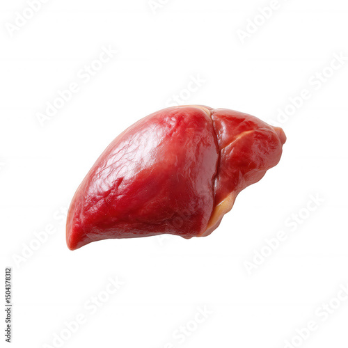 Fresh, raw liver, showcasing its rich red color and smooth texture, perfect for culinary use or educational purposes on organ meats.