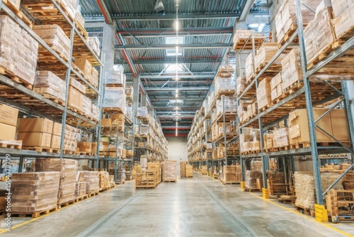 Warehouse Interior Large Commercial Building Goods Storage Pallets Logistics Organization Solution