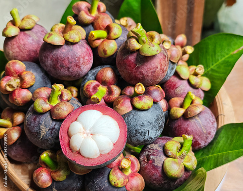 Mangosteen fruits in the basket