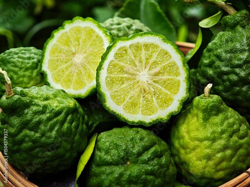 bergamot in the wooden basket