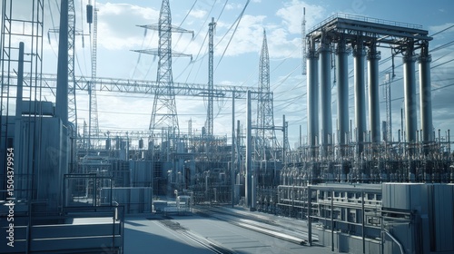 Impianto elettrico ad alta tensione, struttura industriale, energia elettrica