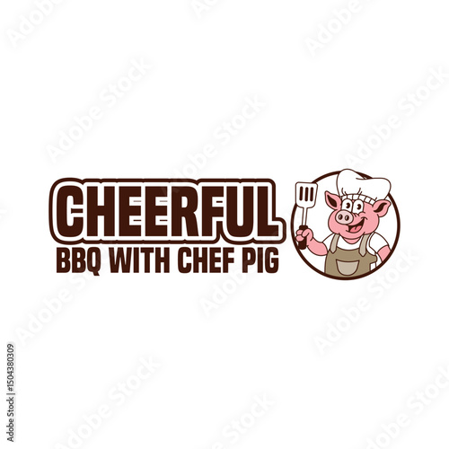 best price stamp Chef Pig vector illustration