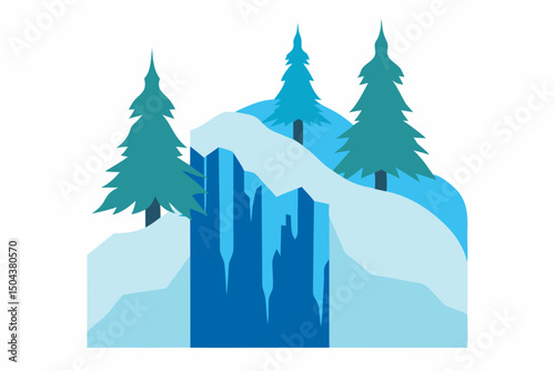 frozen waterfall cascading over icy cliffs  surrou.svg