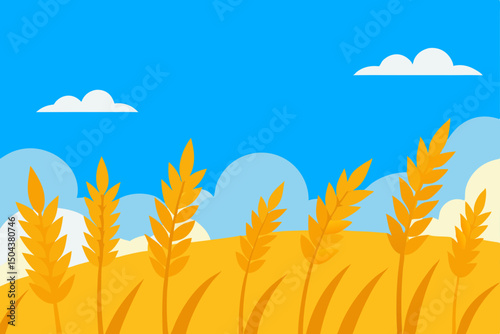golden wheat fields swaying in the breeze under a  