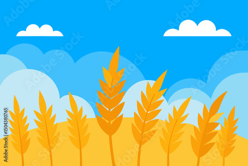 golden wheat fields swaying in the breeze under a .svg