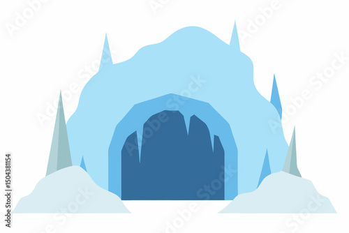 icy cave entrance surrounded by glistening snowdri.svg