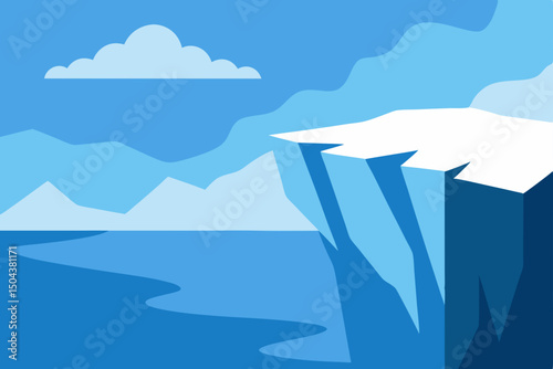 icy cliffside overlooking a frozen fjord under 