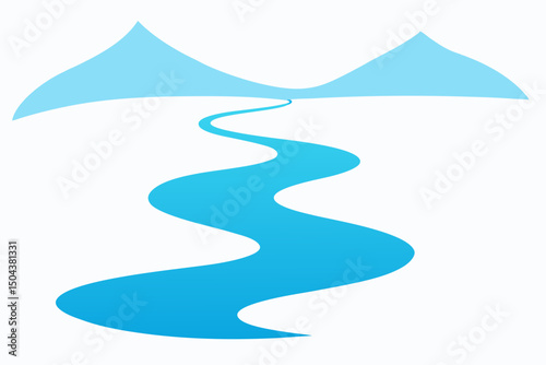 icy river winding through snow laden countryside   
