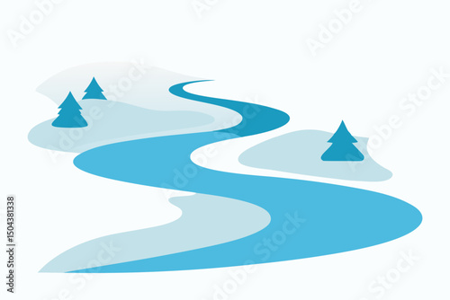icy river winding through snow laden countryside  .svg