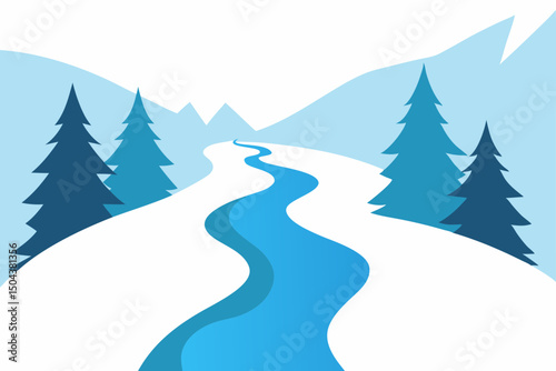 icy stream weaving through a deep forest blanketed.svg