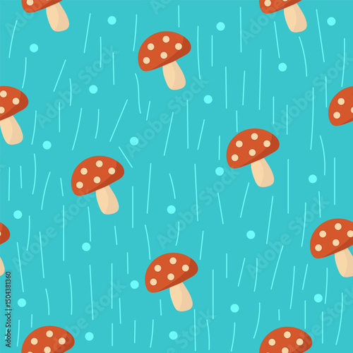  Cyan Mushroom Pattern