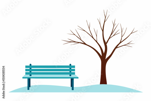 lonely winter bench beneath a leafless tree 