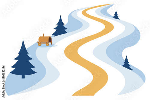 old carriage path buried in snow winding through 