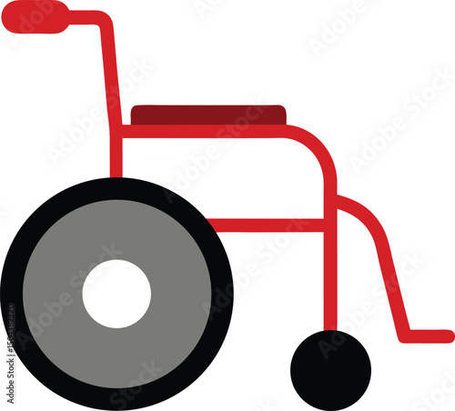 Vector art of Red and gray wheelchair isolated on white background illustration