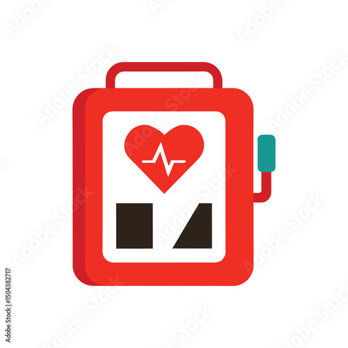 Vector art of Defibrillator medical device isolated on white background for emergency