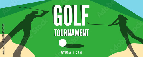golf tournament horizontal banner design vector illustration