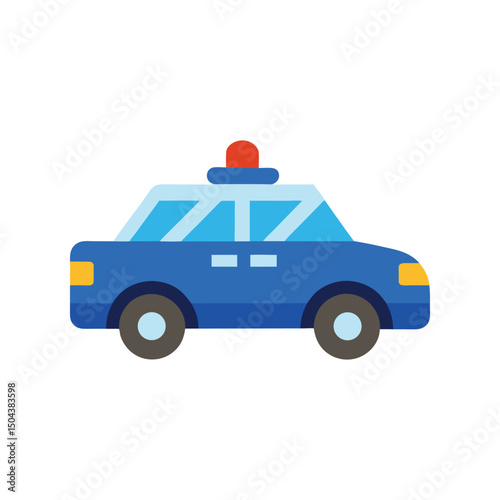 Vector art of Blue police car isolated on white background, law enforcement vehicle