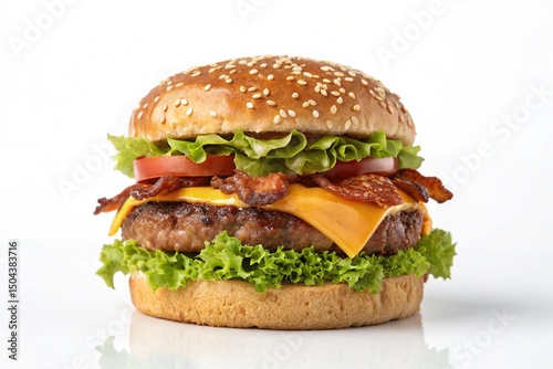 Juicy grilled burger on white background,Burger
