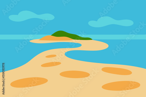 sandbar connecting two islands at low tide  