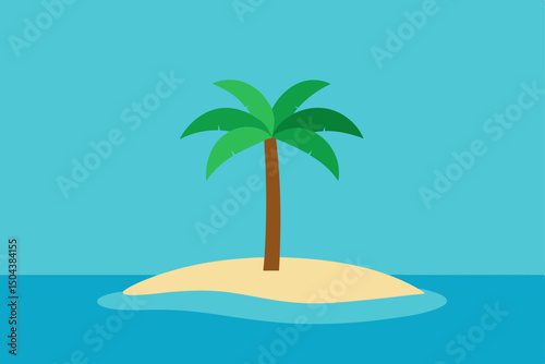 secluded tropical island with a single palm tree