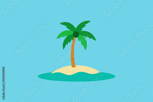 secluded tropical island with a single palm tree a.svg