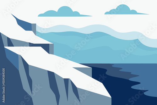 snow blown cliffs overlooking a frozen ocean u
