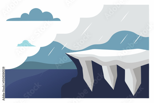 snow blown cliffs overlooking a frozen ocean under.svg