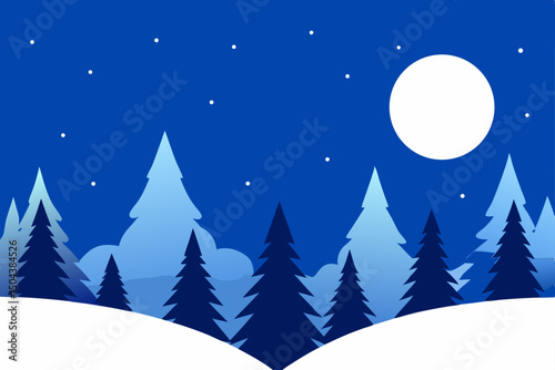 snow covered pine forest under a full moon  crisp .svg