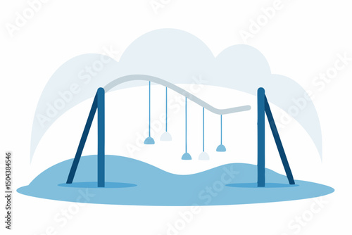 snow covered playground with silent swings and fro.svg
