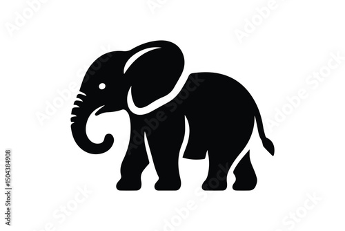 simple and unobtrusive Baby elephant vector silhouette illustration isolated in white background