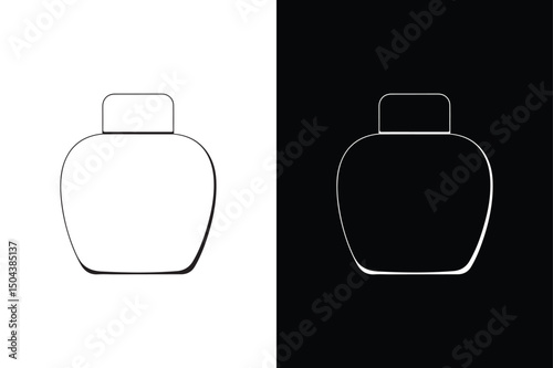 Bottles in contrast: Minimalist representation of bottles against a monochromatic black and white backdrop, enhancing a simple aesthetic and focus on symmetry. 
