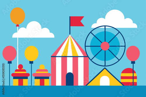 summer carnival with a ferris wheel  cotton candy .svg