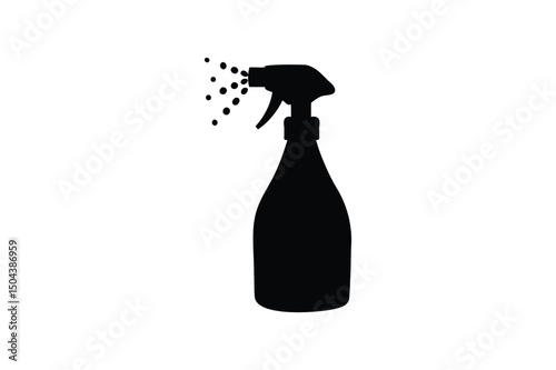 Spray bottle silhouette on white background
