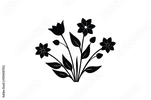 Spring Floral silhouette on white background