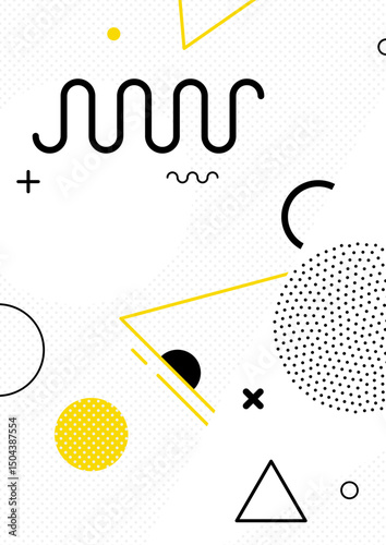 Memphis style trendy art vector illustrations, creative art poster templates