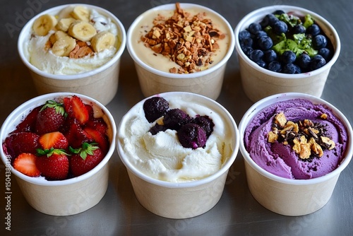 Delicious Assortment of Frozen Treats Displayed on a Dark Countertop